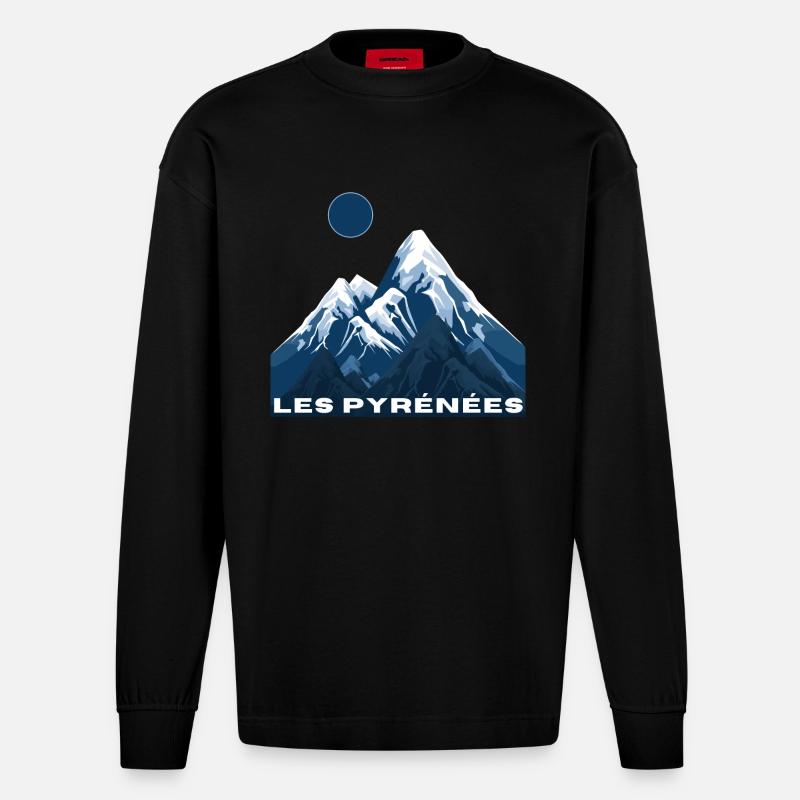 Die Pyrenäen - Geschenkidee - Heavyweight Oversized Organic Langarmshirt Made in EU - SOLID BLACK