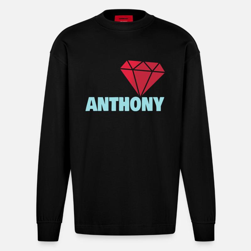 Anthony als Edel - Heavyweight Oversized Organic Langarmshirt Made in EU - SOLID BLACK
