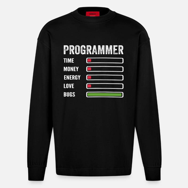 développeur humour programmeur codeur code - Manches longues bio épais oversize fabriqué en UE - SOLID BLACK