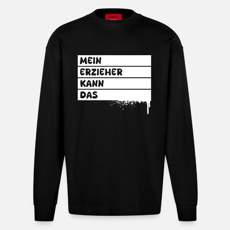 Beruf Erzieher - Heavyweight Oversized Organic Langarmshirt Made in EU - SOLID BLACK