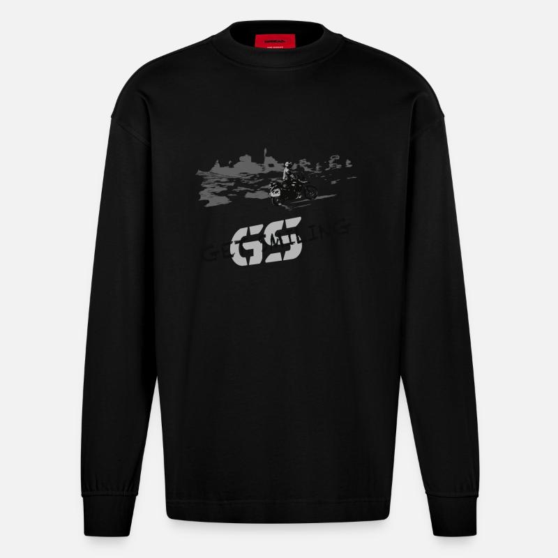 Get smiling - Heavyweight Oversized Organic Langarmshirt Made in EU - SOLID BLACK