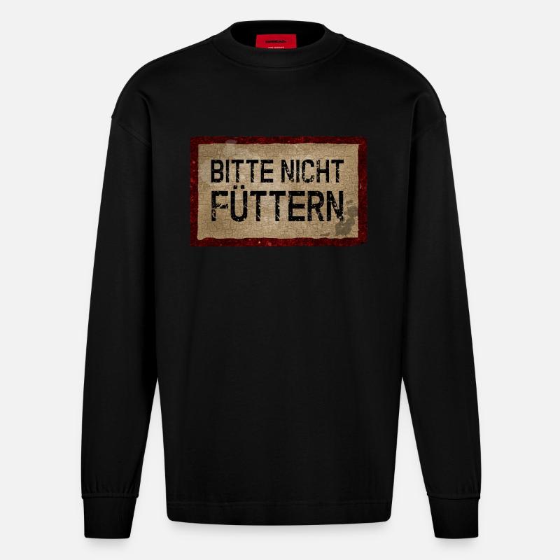 Bittte nicht füttern - Heavyweight Oversized Organic Langarmshirt Made in EU - SOLID BLACK