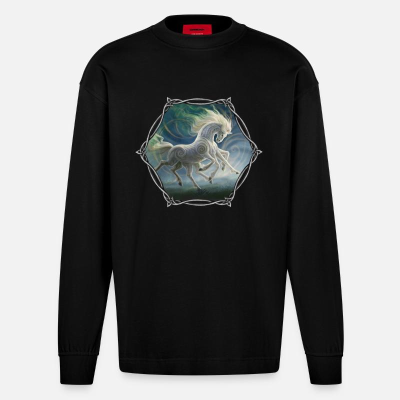 Sleipnir - Heavyweight Oversized Organic Langarmshirt Made in EU - SOLID BLACK