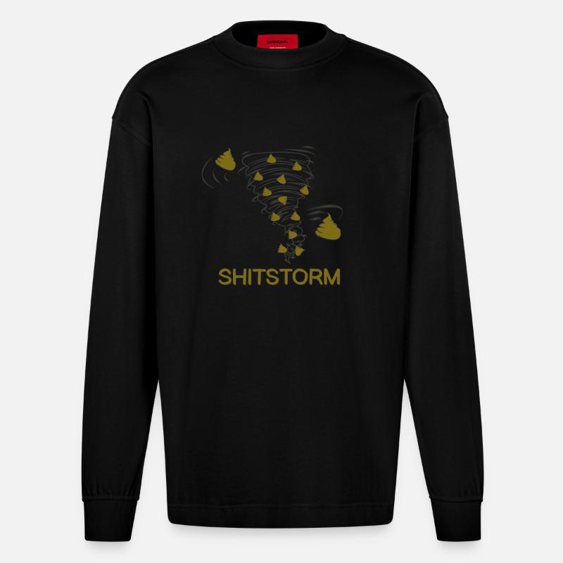 Shitstorm comic literally - Heavyweight Oversized Organic Longsleeve Shirt Made in EU - SOLID BLACK