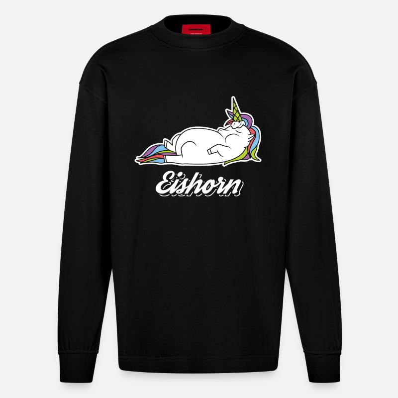 iceHorn - Manches longues bio épais oversize fabriqué en UE - SOLID BLACK