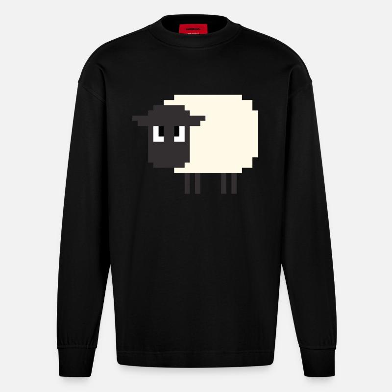 8 Bit Schaf - Heavyweight Oversized Organic Langarmshirt Made in EU - SOLID BLACK