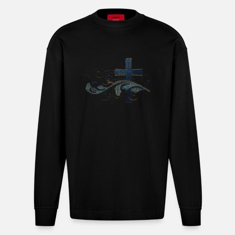 Christ en moi - Manches longues bio épais oversize fabriqué en UE - SOLID BLACK