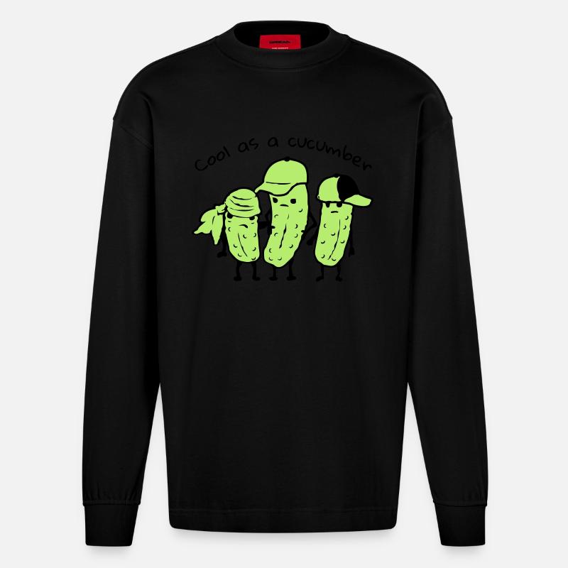Froid comme un concombre - Manches longues bio épais oversize fabriqué en UE - SOLID BLACK