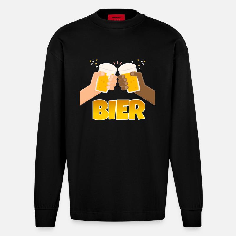 BIER !!! - Heavyweight Oversized Organic Langarmshirt Made in EU - SOLID BLACK