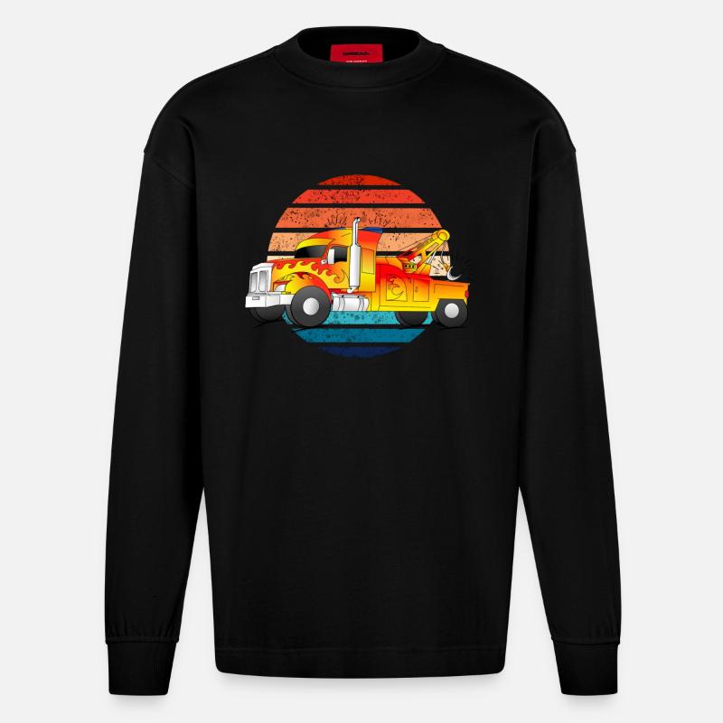Abschleppwagen Abschleppdienst Abschlepper LKW - Heavyweight Oversized Organic Langarmshirt Made in EU - SOLID BLACK