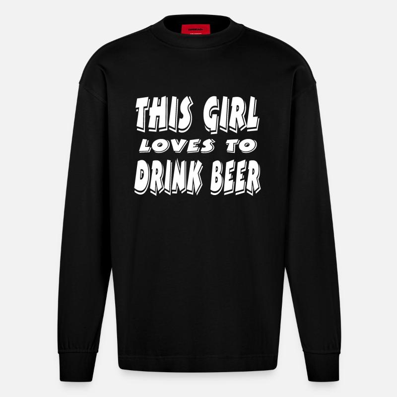 Bier - Heavyweight Oversized Organic Langarmshirt Made in EU - SOLID BLACK