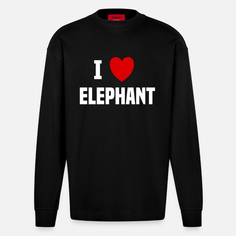 Ich liebe Elephant - Heavyweight Oversized Organic Langarmshirt Made in EU - SOLID BLACK
