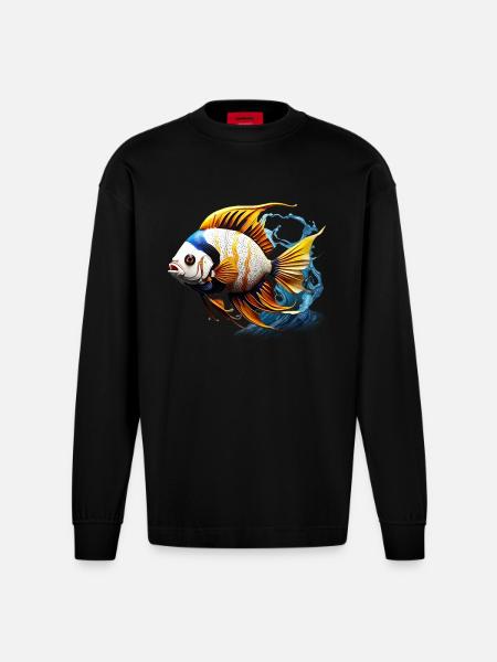 Angelfish - Heavyweight Oversized Organic Longsleeve Shirt Made in EU - SOLID BLACK