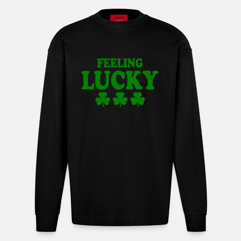 feeling lucky - Heavyweight Oversized Organic Langarmshirt Made in EU - SOLID BLACK