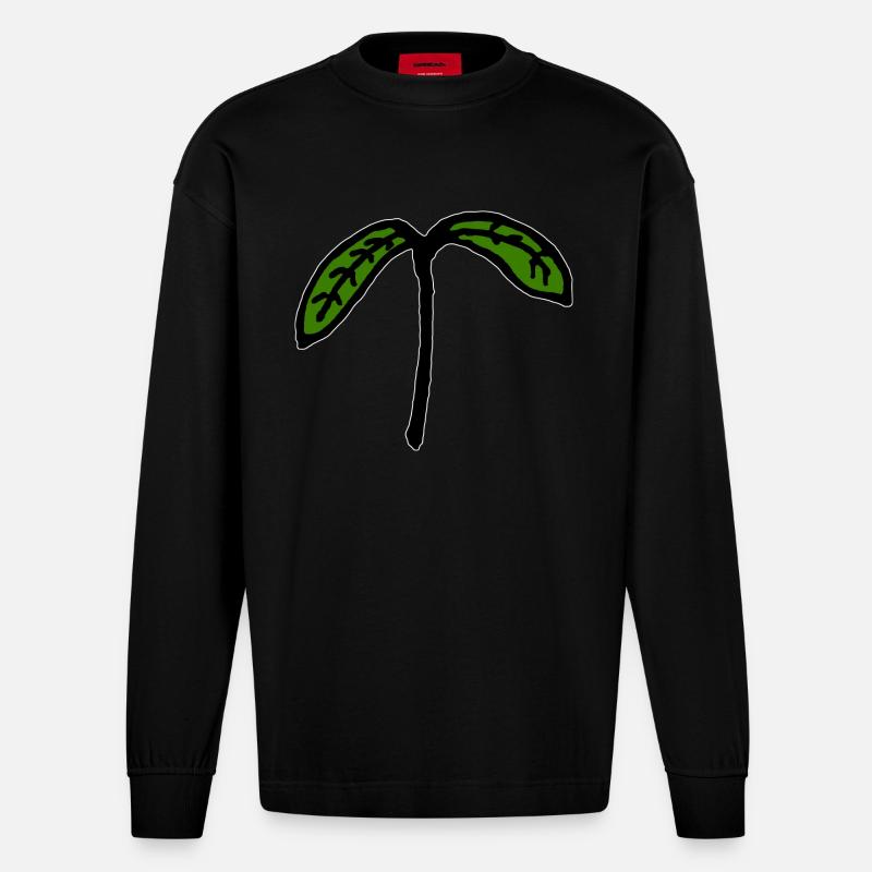 Jeune plante de semis germés - Manches longues bio épais oversize fabriqué en UE - SOLID BLACK