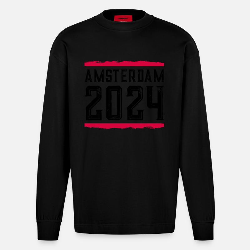 Amsterdam 2024 - Heavyweight Oversized Organic Langarmshirt Made in EU - SOLID BLACK