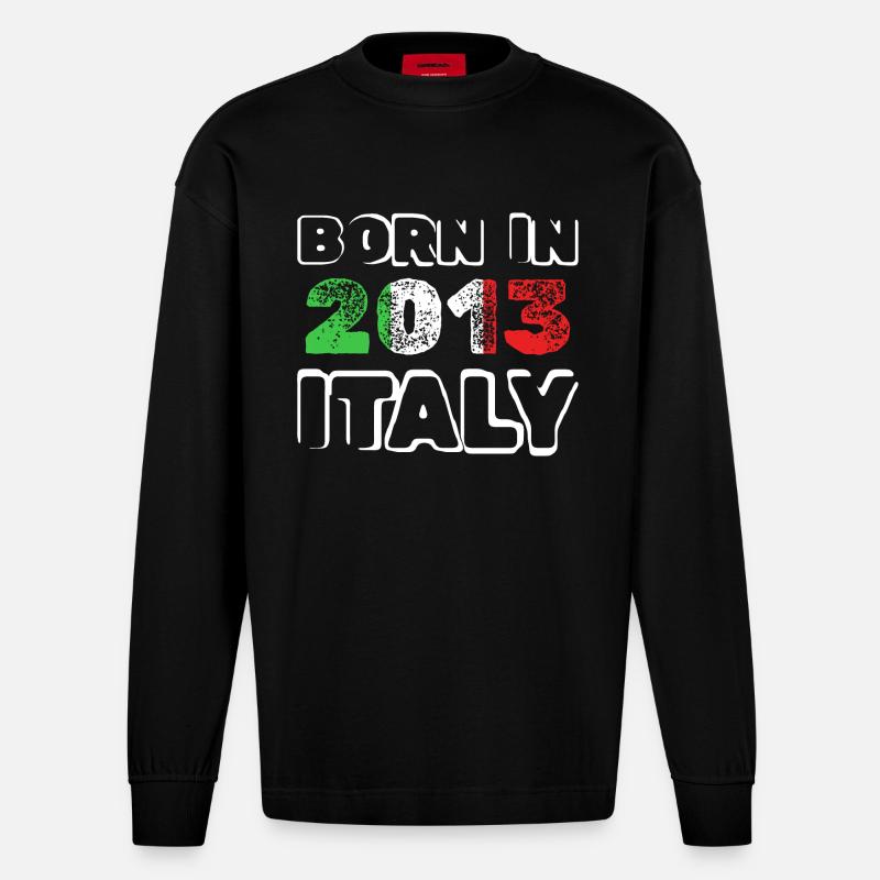 Geboren 2013 - Heavyweight Oversized Organic Langarmshirt Made in EU - SOLID BLACK