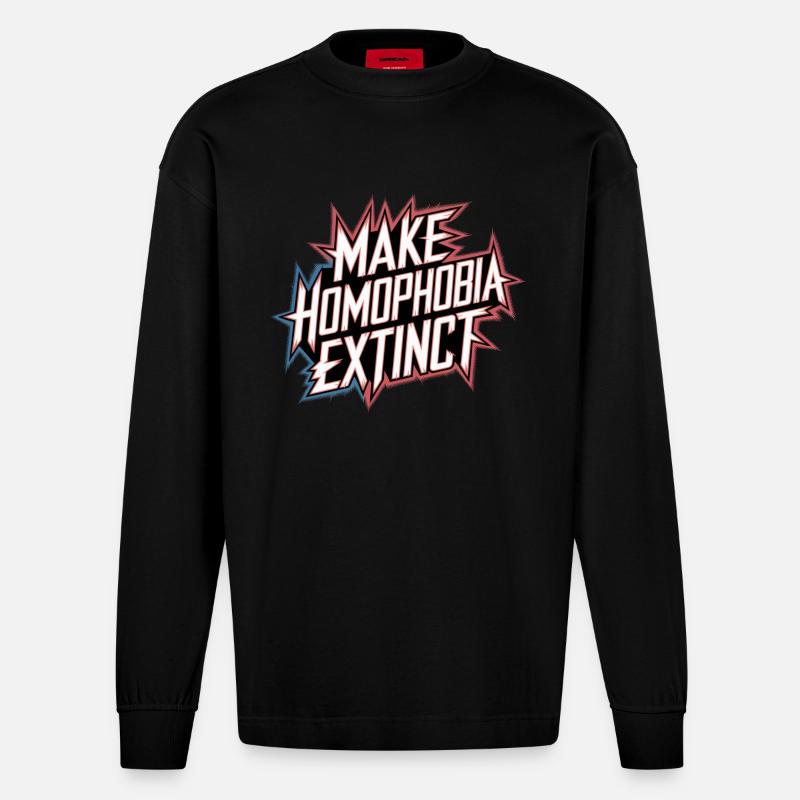 Make Homophobia Extinct 7 - Heavyweight Oversized Organic Langarmshirt Made in EU - SOLID BLACK