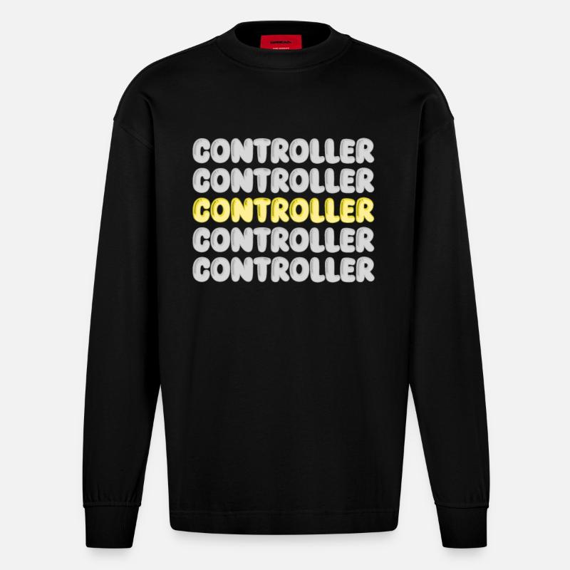 Arbeit Controller - Heavyweight Oversized Organic Langarmshirt Made in EU - SOLID BLACK