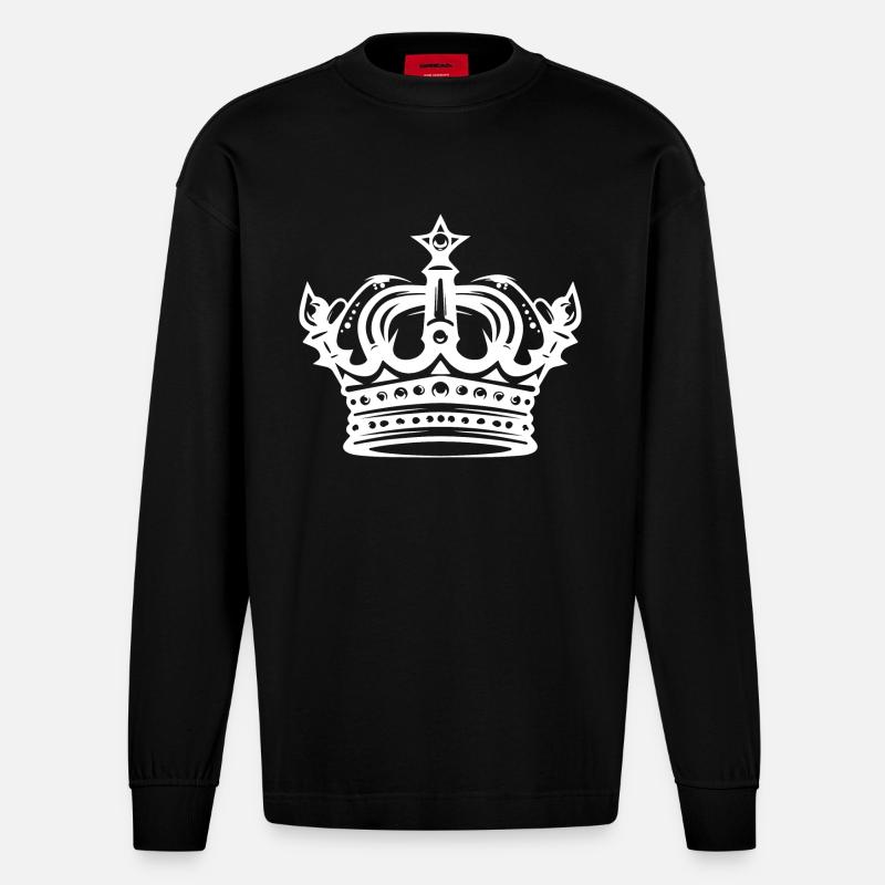 Krone Element - Heavyweight Oversized Organic Langarmshirt Made in EU - SOLID BLACK