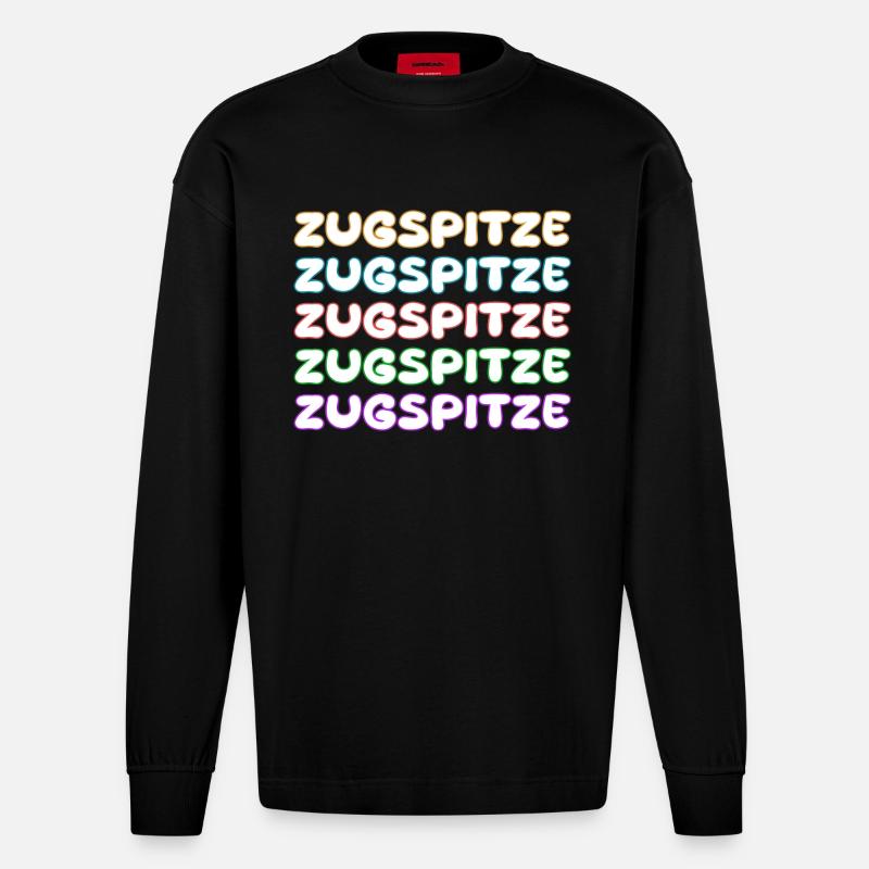 Zugspitze comme escalade - Manches longues bio épais oversize fabriqué en UE - SOLID BLACK