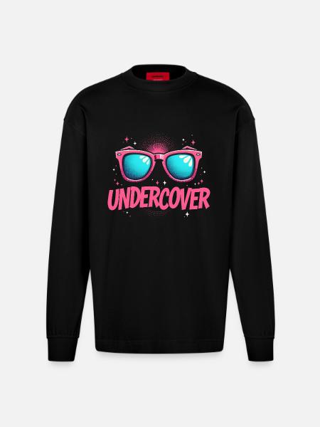 Undercover Speech - Sunglasses Design - Heavyweight Oversized Organic Longsleeve Shirt Made in EU - SOLID BLACK