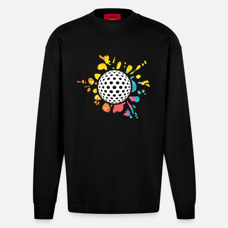 Golfspieler Golf - Heavyweight Oversized Organic Langarmshirt Made in EU - SOLID BLACK