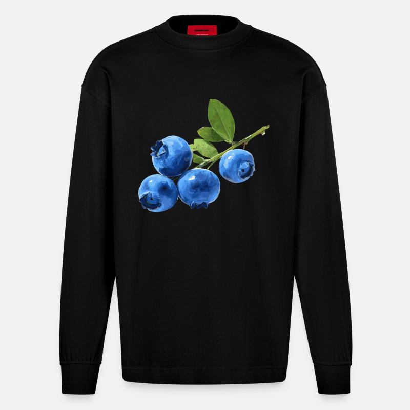 Blaubeeren - Heavyweight Oversized Organic Langarmshirt Made in EU - SOLID BLACK