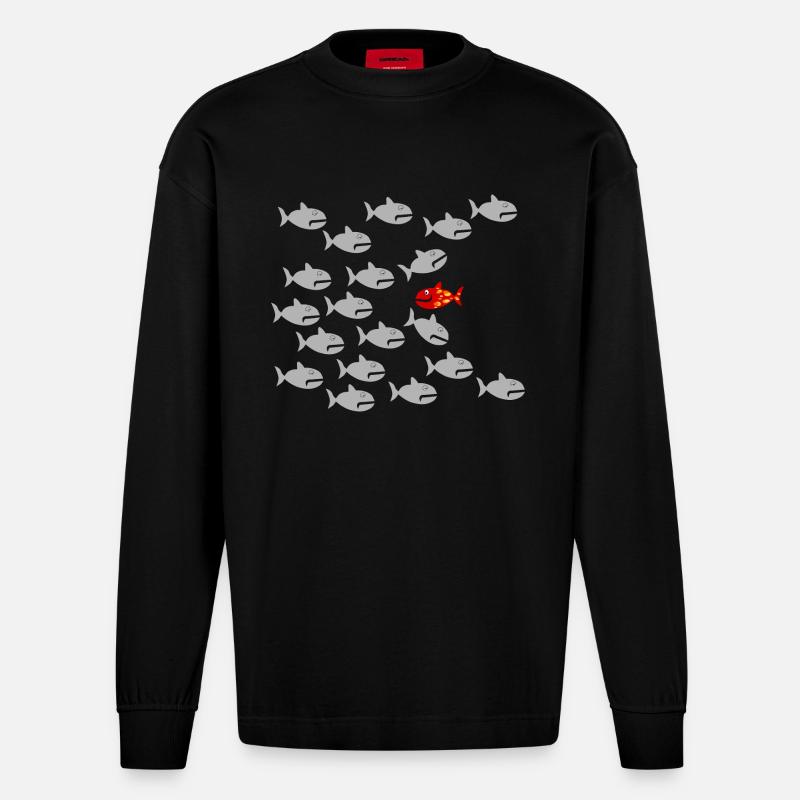 Sei Anders !!! - Heavyweight Oversized Organic Langarmshirt Made in EU - SOLID BLACK