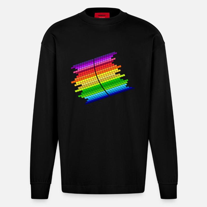 RainBow Equalizer - Heavyweight Oversized Organic Langarmshirt Made in EU - SOLID BLACK