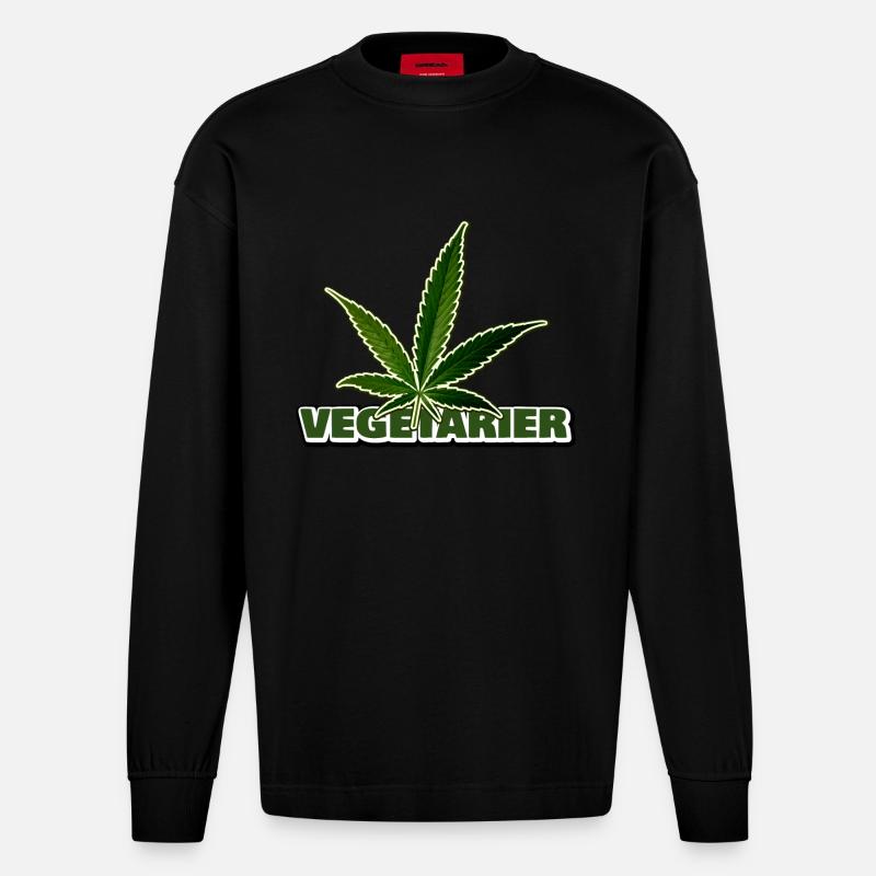 vegetarier v2 - Heavyweight Oversized Organic Langarmshirt Made in EU - SOLID BLACK