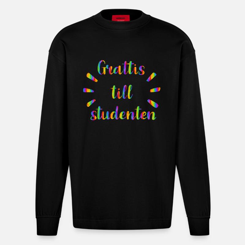 Abschlussfeier 2024 Abiturfeier - Heavyweight Oversized Organic Langarmshirt Made in EU - SOLID BLACK