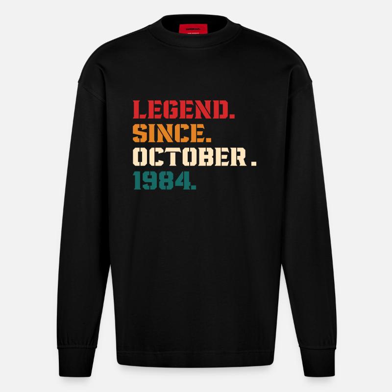 Legend Since October 1984 - Manches longues bio épais oversize fabriqué en UE - SOLID BLACK