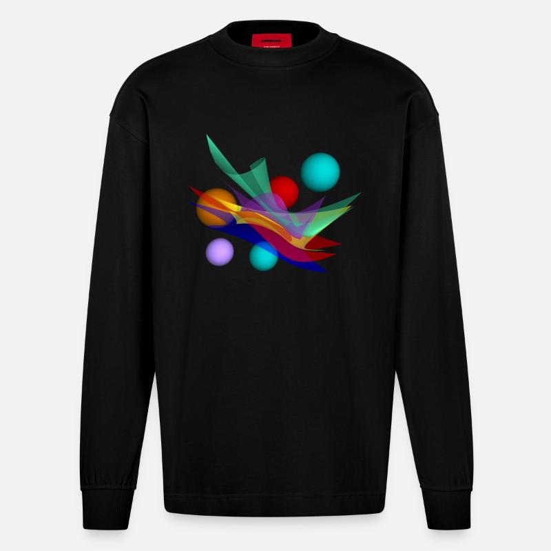 Design mit bicubic waves - Heavyweight Oversized Organic Langarmshirt Made in EU - SOLID BLACK