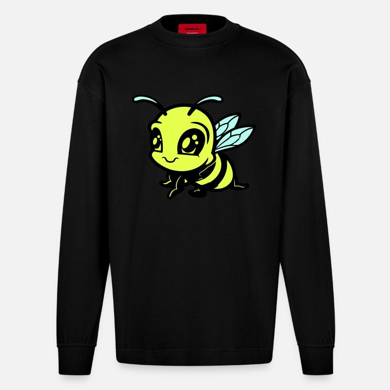 biene hummel comic - Heavyweight Oversized Organic Langarmshirt Made in EU - SOLID BLACK