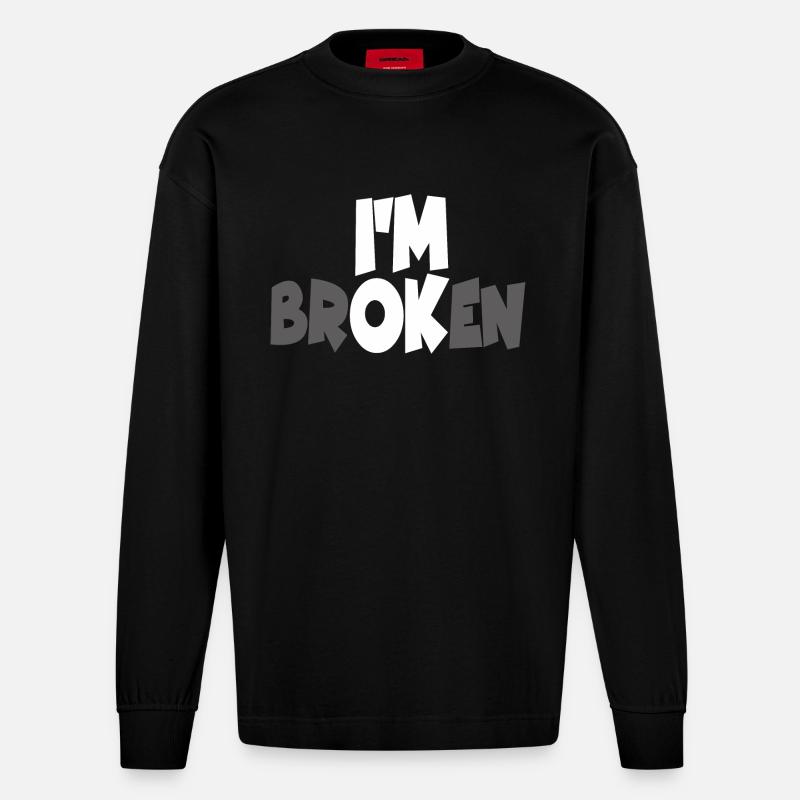 ICH BIN GEBROCHEN - Heavyweight Oversized Organic Langarmshirt Made in EU - SOLID BLACK