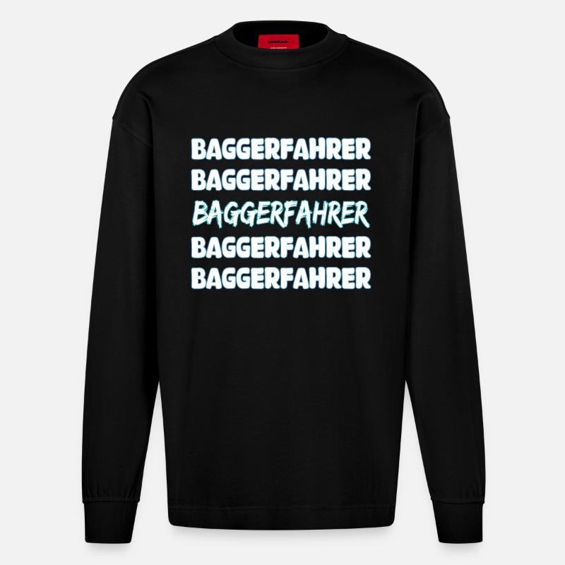 Job Baggerfahrer - Heavyweight Oversized Organic Langarmshirt Made in EU - SOLID BLACK