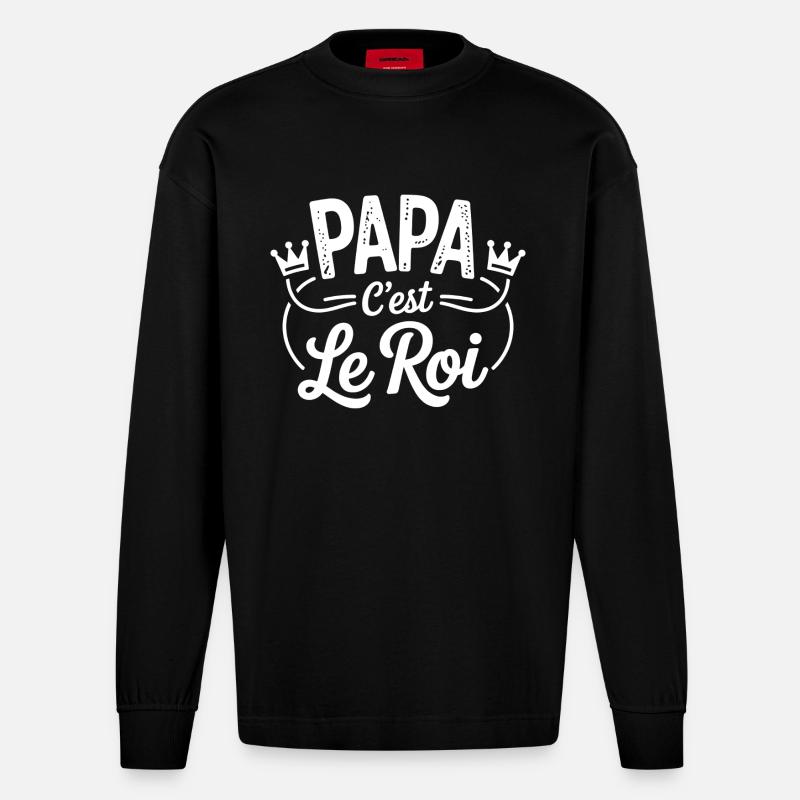 Papa c'est le roi - Manches longues bio épais oversize fabriqué en UE - SOLID BLACK
