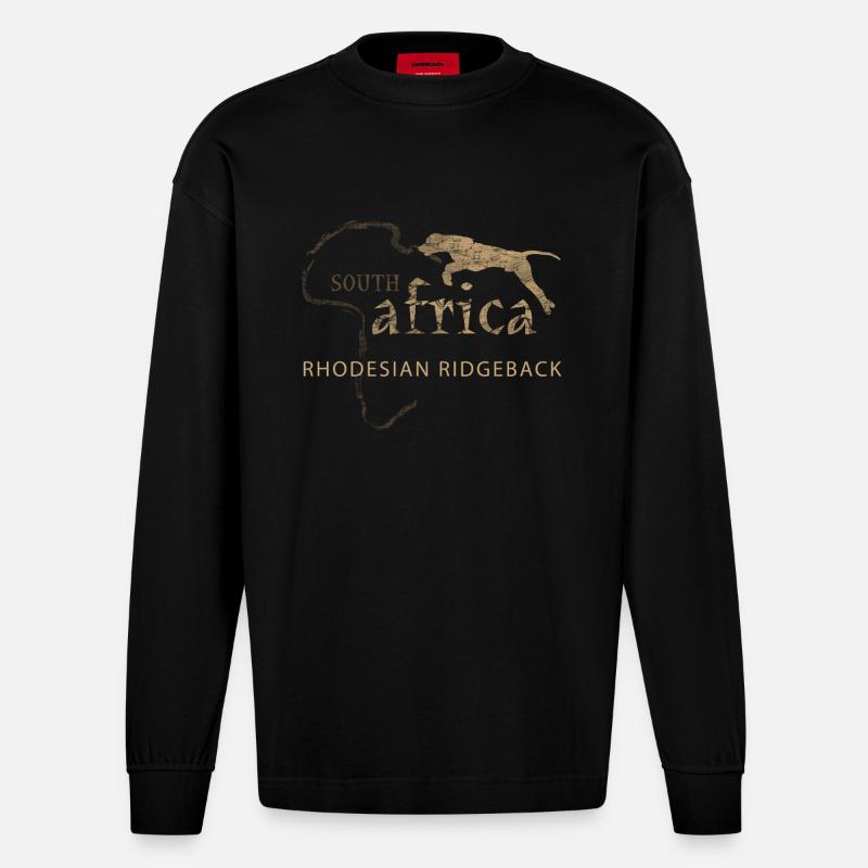Rhodesian Ridgeback DD - Heavyweight Oversized Organic Langarmshirt Made in EU - SOLID BLACK