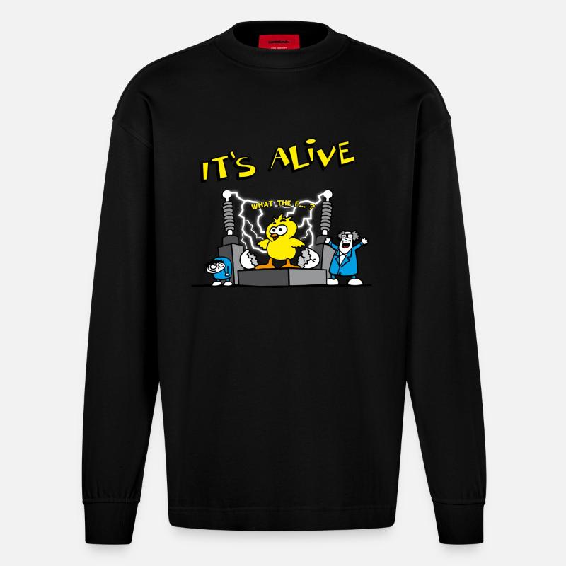 its_alive_chick_b - Heavyweight Oversized Organic Langarmshirt Made in EU - SOLID BLACK