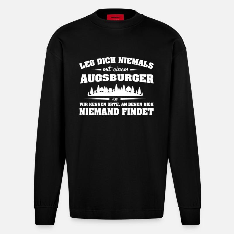 Städte Augsburger LDN - Heavyweight Oversized Organic Langarmshirt Made in EU - SOLID BLACK