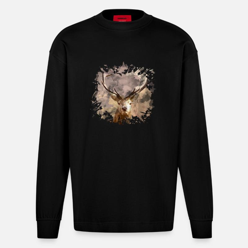 Hirsch - Heavyweight Oversized Organic Langarmshirt Made in EU - SOLID BLACK