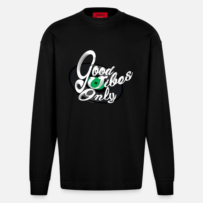 Nur gute Vibes - Heavyweight Oversized Organic Langarmshirt Made in EU - SOLID BLACK