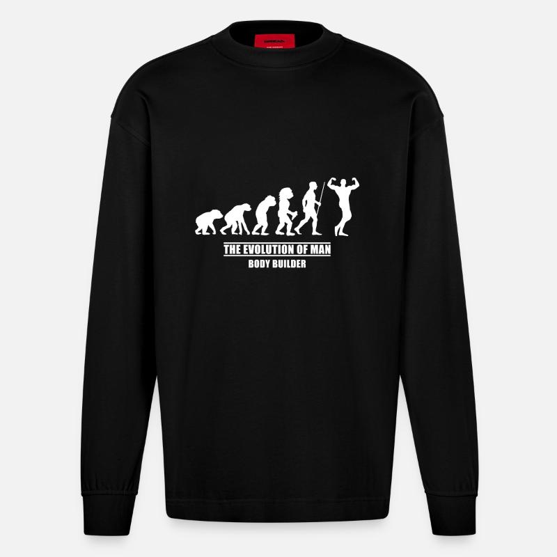 Evolution weight training - Heavyweight Oversized Organic Longsleeve Shirt Made in EU - SOLID BLACK