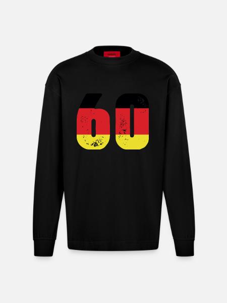 60 Numéro Jersey Allemagne - Manches longues bio épais oversize fabriqué en UE - SOLID BLACK
