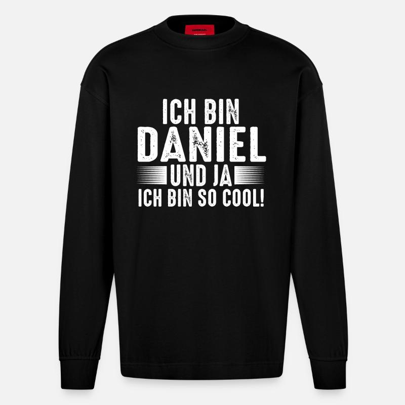 Vorname Daniel - Heavyweight Oversized Organic Langarmshirt Made in EU - SOLID BLACK
