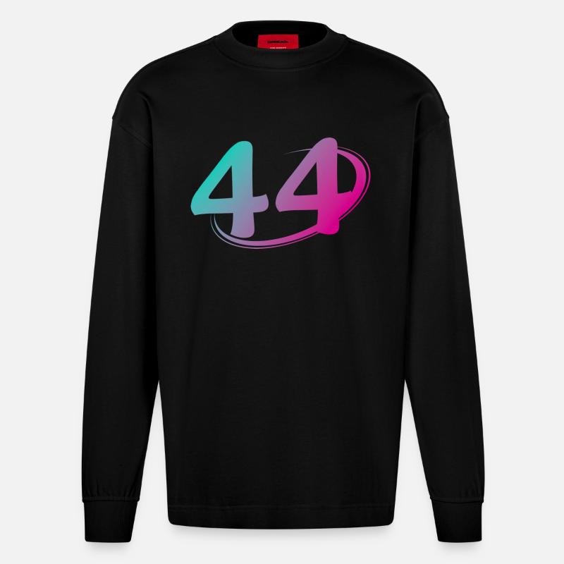 Nummer 44 mehrfarbig - Heavyweight Oversized Organic Langarmshirt Made in EU - SOLID BLACK
