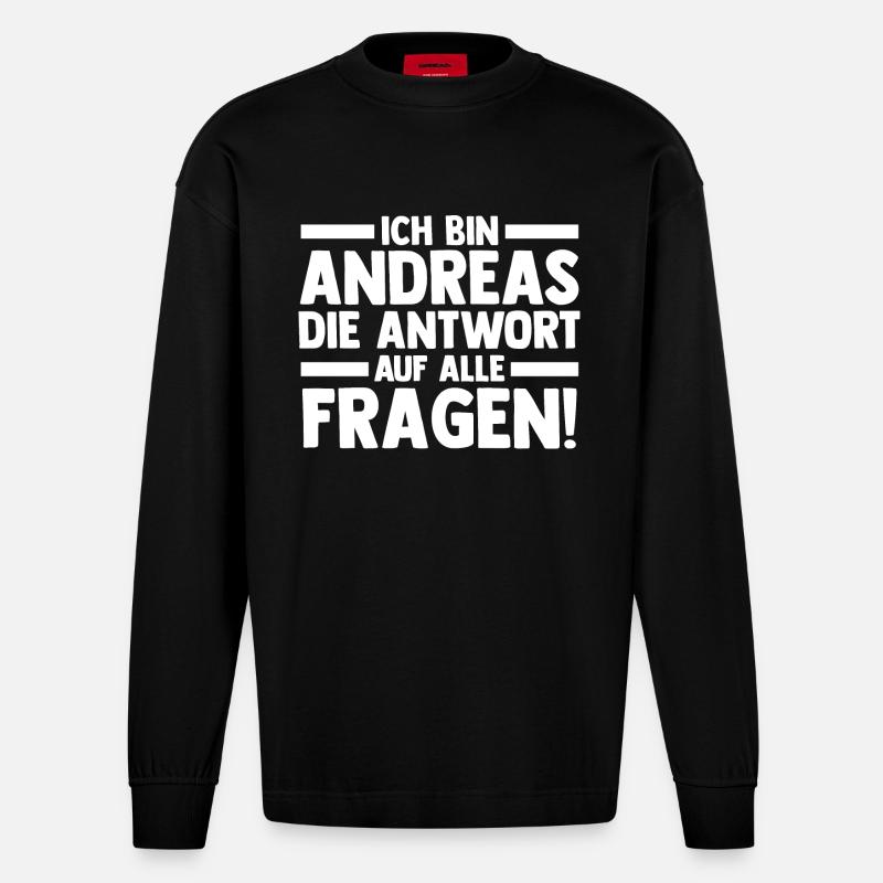 Vorname Andreas - Heavyweight Oversized Organic Langarmshirt Made in EU - SOLID BLACK