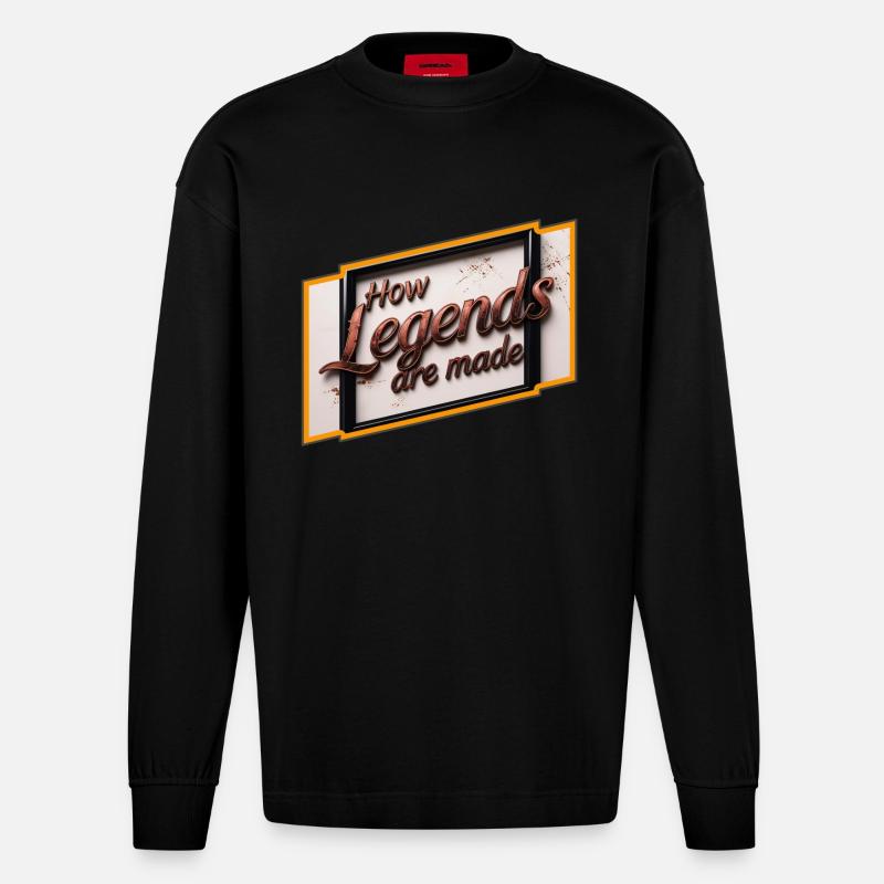 Wie Legenden geboren werden - Heavyweight Oversized Organic Langarmshirt Made in EU - SOLID BLACK