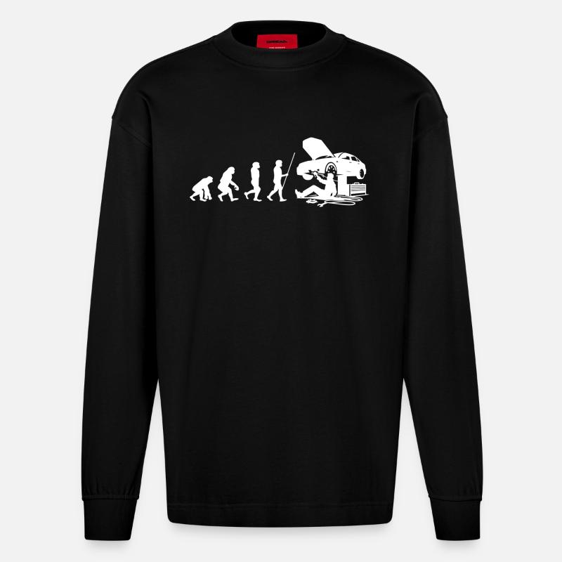 Artisan Evolution Mécanicien - Manches longues bio épais oversize fabriqué en UE - SOLID BLACK